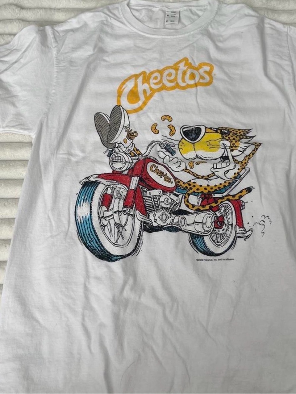 Chester Cheetos Graphic Motorcycle T-Shirt Unisex Sz M